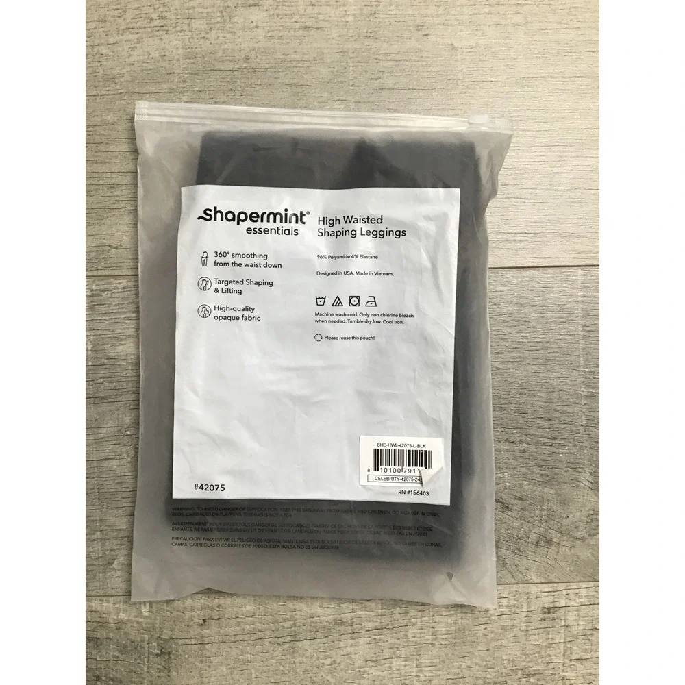 Shapermint Essentials Women's Black High-Waisted Shaping Leggings Size L NWT